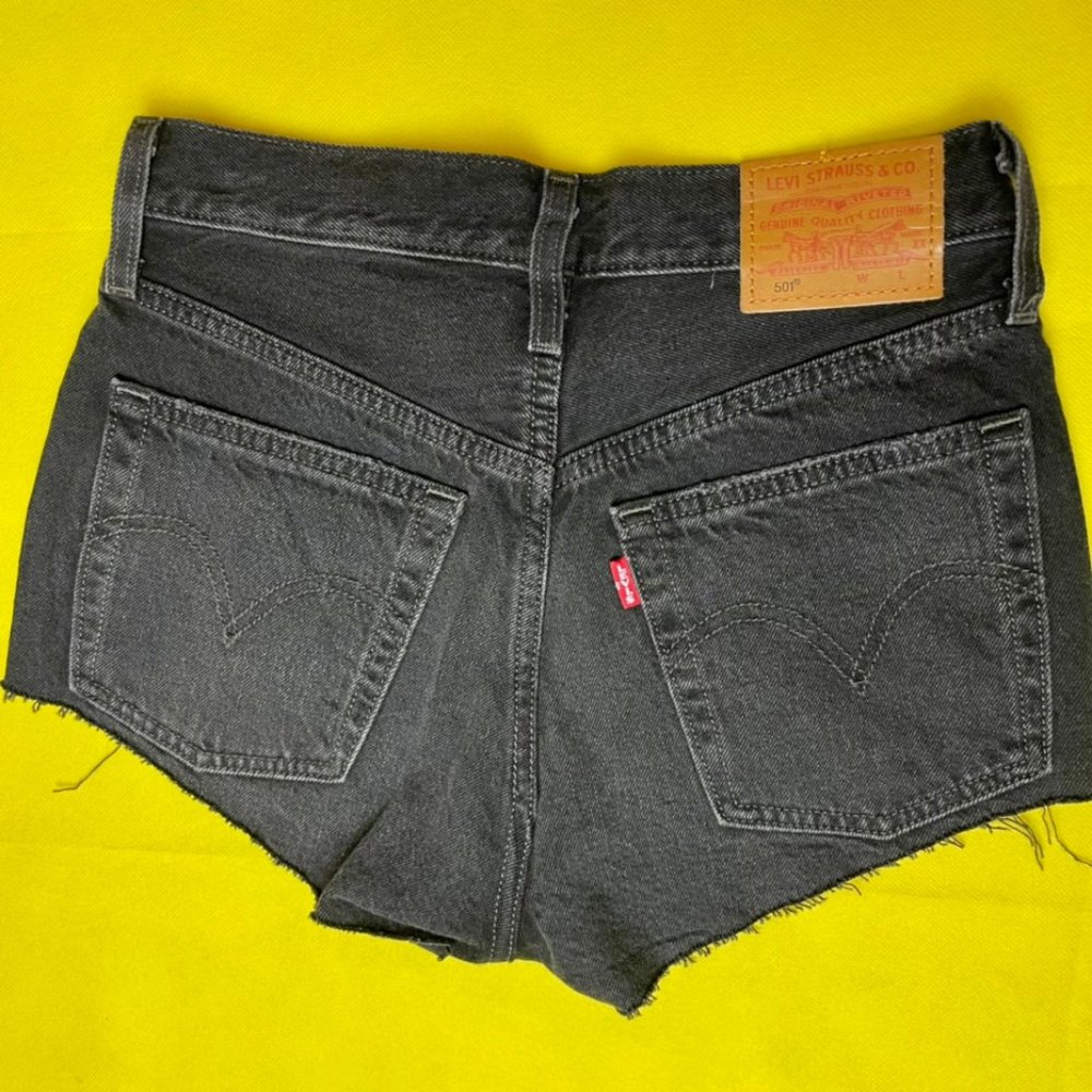 Levis Denim 501 black mini shorts